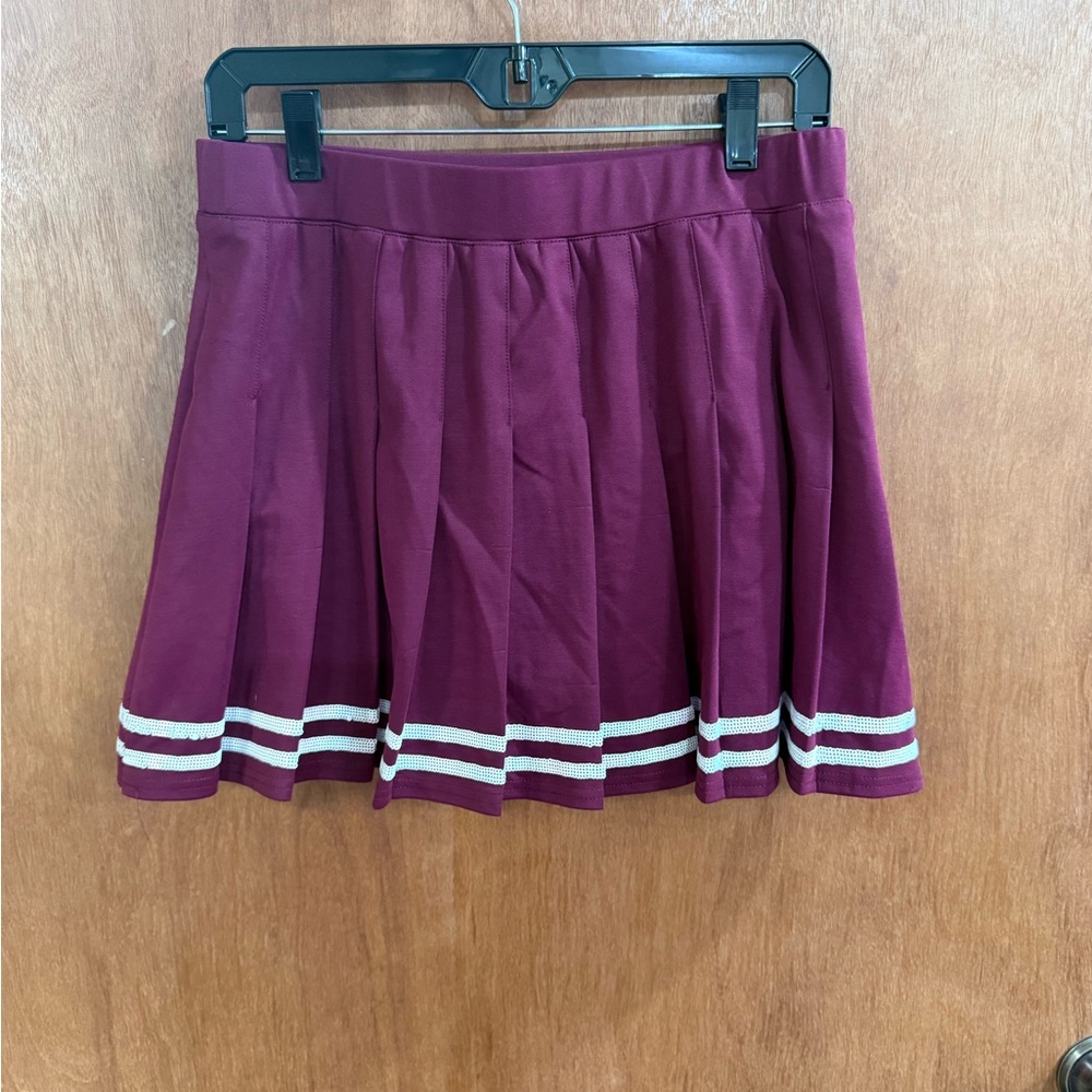 Fantastic Fawn Maroon Pleated Mini Skirt